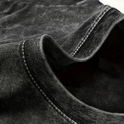 Limited Shadowed Blade Sorcerer Washed T-Shirt – Double Printed Oversized Heavyweight Anime-Inspired Streetwear