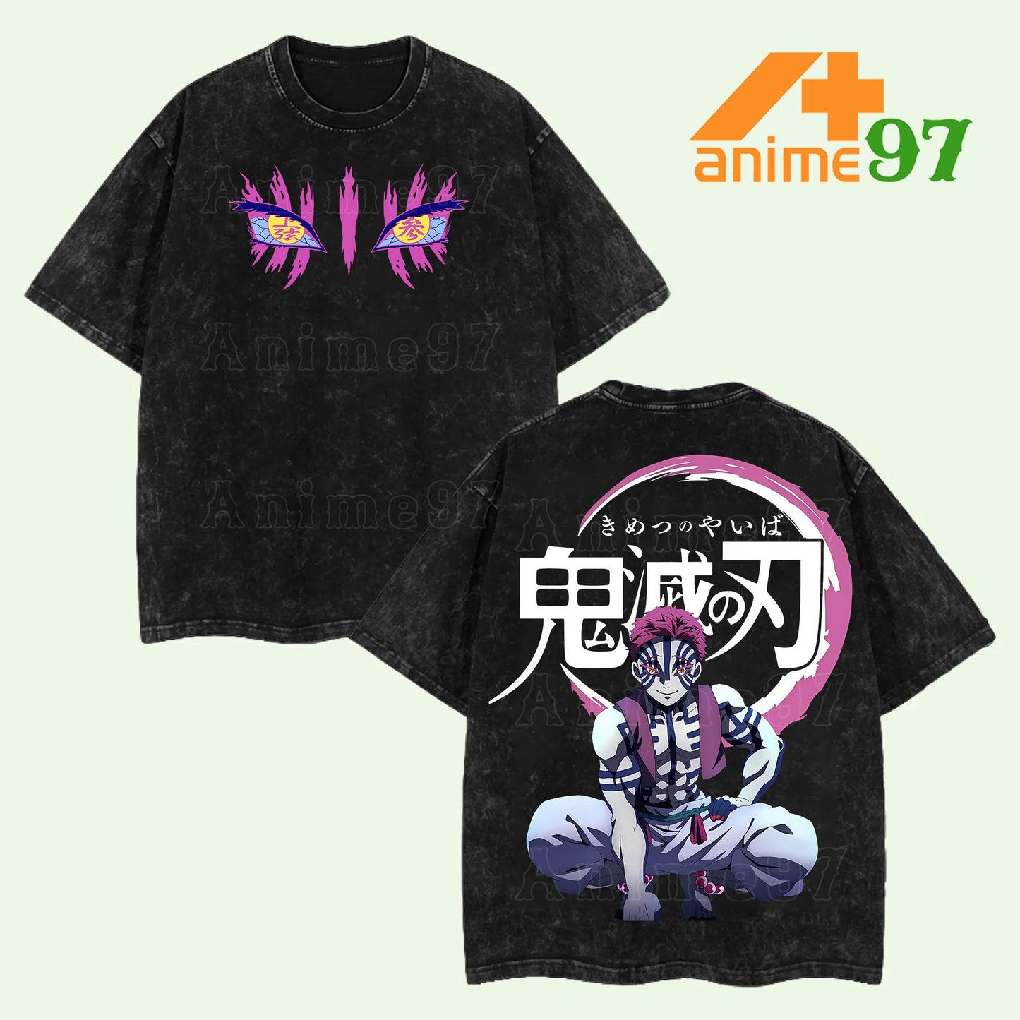 Demon Moon Upper Three Eyes Washed T-Shirt – Oversized Unisex Villain-Inspired Anime Streetwear
