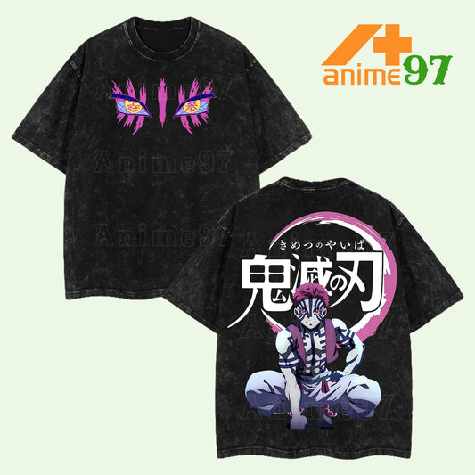 Demon Moon Upper Three Eyes Washed T-Shirt – Oversized Unisex Villain-Inspired Anime Streetwear