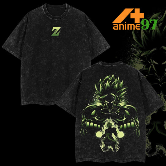 Limited Legendary Emerald Berserker Warrior Washed T-Shirt – Oversized Unisex Green Aura Fantasy-Inspired Streetwear Tee