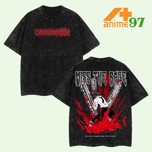 Limited Chainsaw Fiend Rage Mode Washed T-Shirt – Retro Double Printed Oversized Heavyweight Anime-Inspired Streetwear