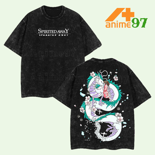 Limited Spirit Realm Duo Washed T-Shirt – Retro Double Printed Oversized Heavyweight Anime-Inspired Streetwear
