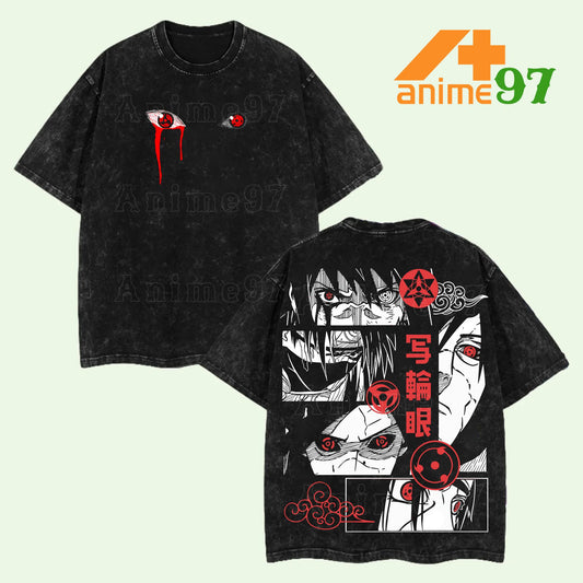 Limited Dark Ninja Rivalry Trio Washed T-Shirt – Double Printed Oversized Heavyweight Anime-Inspired Tee