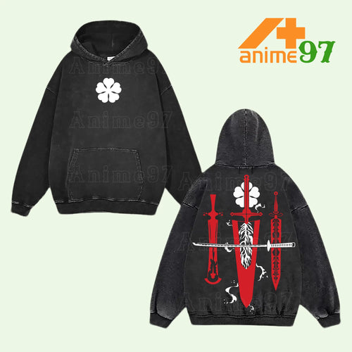 Limited Retro Heavy Dark Warrior Sword Washed Hoodie – Oversized Unisex Acid Wash Heavyweight Cotton Anime-Inspired Streetwear