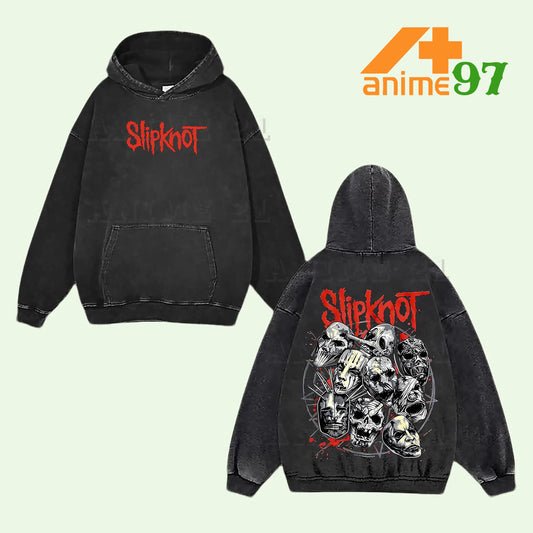 Retro Vintage Limited Fist Skull Crew Washed Hoodie – Double Printed Oversized Acid Wash Metalcore-Inspired Streetwear
