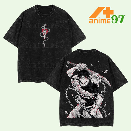 Limited Shadowed Blade Sorcerer Washed T-Shirt – Double Printed Oversized Heavyweight Anime-Inspired Streetwear