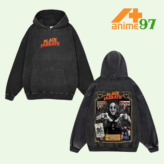 Retro Vintage Heavy Metal Legends Washed Hoodie – Dark Rock Icon Graphic Oversized Unisex Streetwear