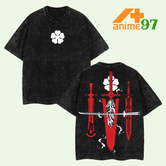 Retro Heavy Limited 90s Demon Slayer Swordsman Washed T-Shirt – Vintage Double Printed Oversized Heavyweight Anime-Inspired Tee