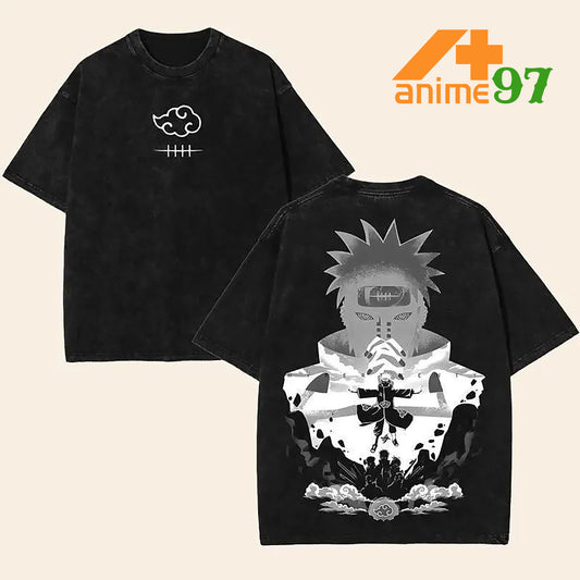 Retro Heavy Limited Six Paths Rogue Leader Washed T-Shirt – Double Printed Oversized Anime-Inspired Streetwear