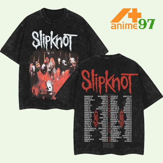 Retro Vintage Limited World Tour Portrait Washed T-Shirt – Double Printed Oversized Rock-Inspired Streetwear Tee