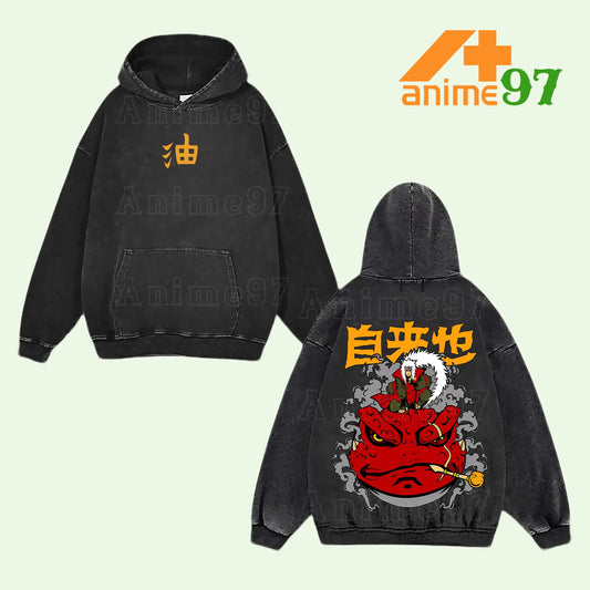 Retro Vintage Limited Toad Sage Master Washed Hoodie – Double Printed Oversized Unisex Heavyweight Anime-Inspired Streetwear