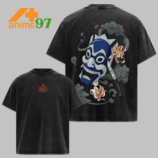 Retro Vintage Limited Mirror Illusion Zanpakuto Washed T-Shirt – Oversized Unisex Manga-Inspired Streetwear