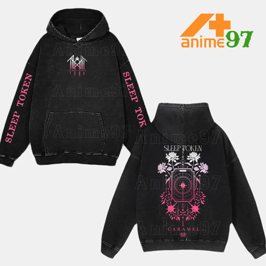 Retro Vintage Limited Caramel Ritual Album Washed Hoodie – Oversized Unisex Rock-Inspired Streetwear Cotton Shirt