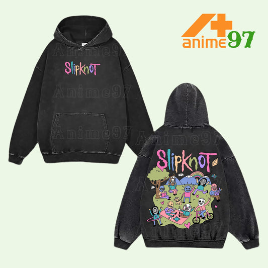 Retro Vintage Limited Pastel Metal Mascots Washed Hoodie – Oversized Funny Parody Unisex Streetwear for Trendy Casual Wear