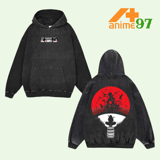 Retro Vintage Limited Crimson Rogue Betrayer Washed Hoodie – Double Printed Oversized Unisex Anime-Inspired Streetwear
