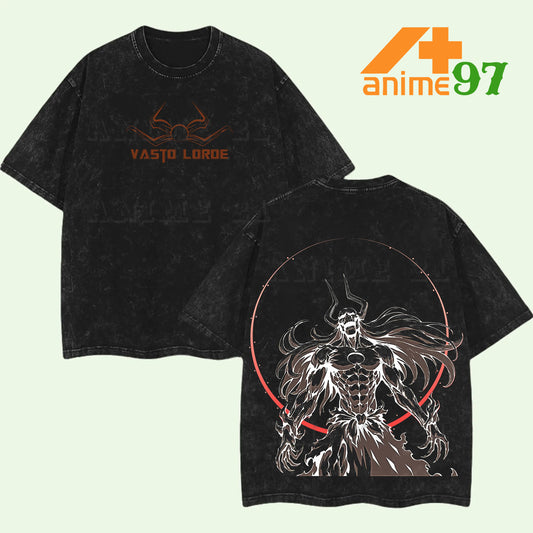 Retro Vintage Limited Hollow Demon Form Warrior Washed T-Shirt – Oversized Unisex Manga-Inspired Streetwear