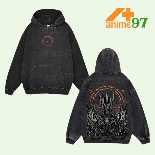 Retro Vintage Limited Dark Tower Warlord Washed Hoodie – Oversized Unisex Fantasy-Inspired Streetwear