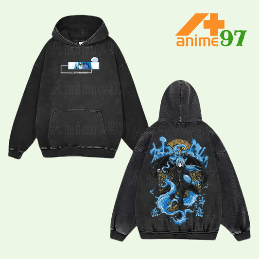 Retro Vintage Limited Stormborn Slime Hero Washed Hoodie – Oversized Unisex Anime-Inspired Streetwear