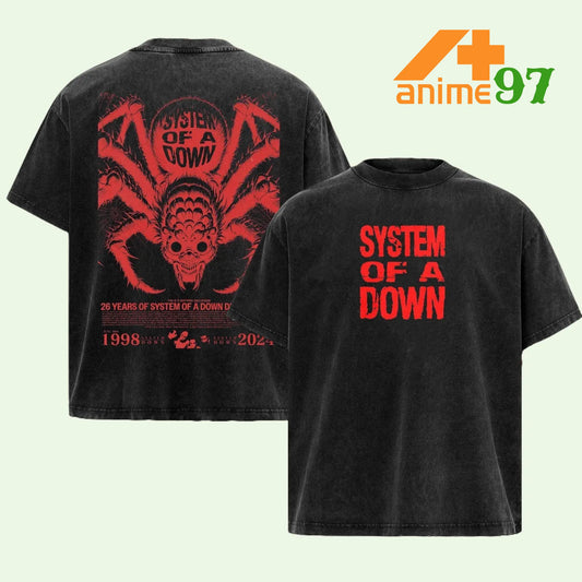 Retro Vintage Limited Toxic Web Emblem Washed T-Shirt – Unisex Rock-Inspired Streetwear with Vintage Spider Graphic