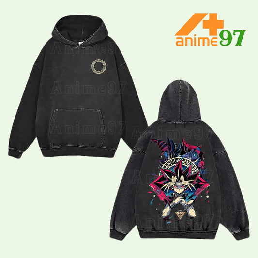 Retro Vintage Limited Arcane Dark Sorcerer Washed Hoodie – Oversized Unisex Vintage Anime-Inspired Streetwear